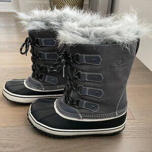 Outbound 3M Thinsolate Water Res Suede & Manmade Winter Boots Frost Grey Blk 9